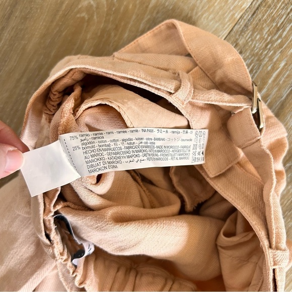 ZARA Girls Belted Zip Front Peach Pink Cargo Pants Size 9 - Picture 5 of 5